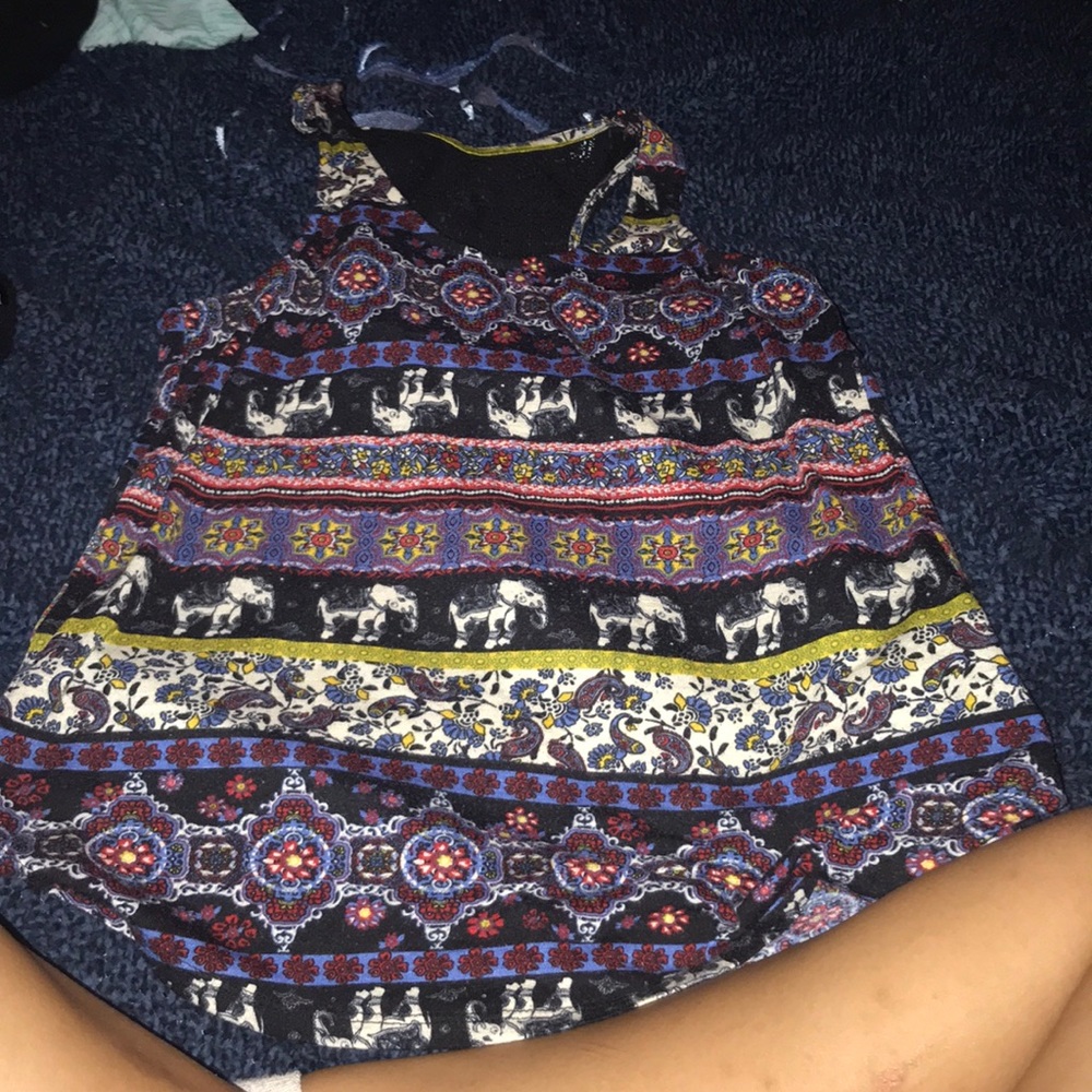 Cool patterned tank top with cover up.
